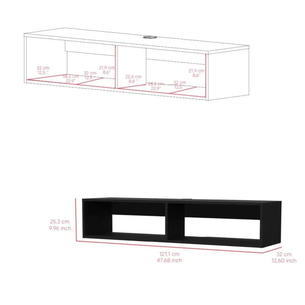 Mesa Para Tv Flotante Rocky  Hasta 45''