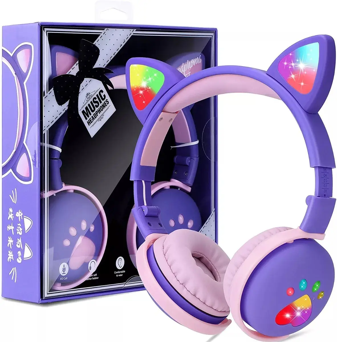 Diadema Bluetooth Para Pc Niños Con Micrófono Luz Bluetooth