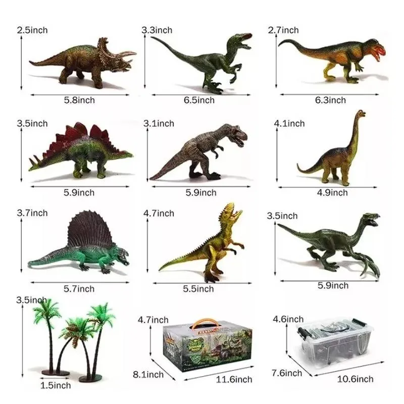 Juego De Dinosaurios Con Tapete Estuche 12 Piezas