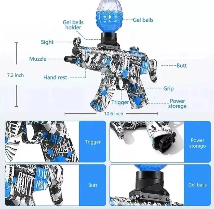 Pistola Rifle Orbis Bolas De Hidrogel Eléctrica Recargable