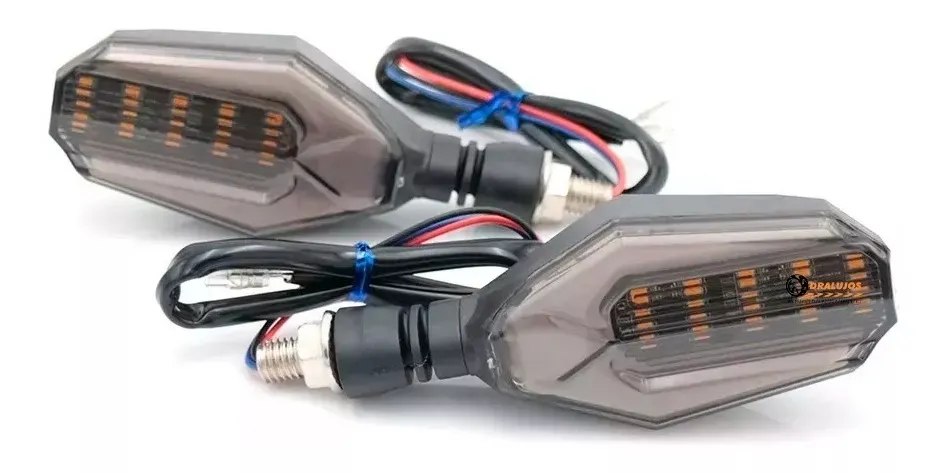 Par Direccionales Led Moto Stop Integrado Azul Universal