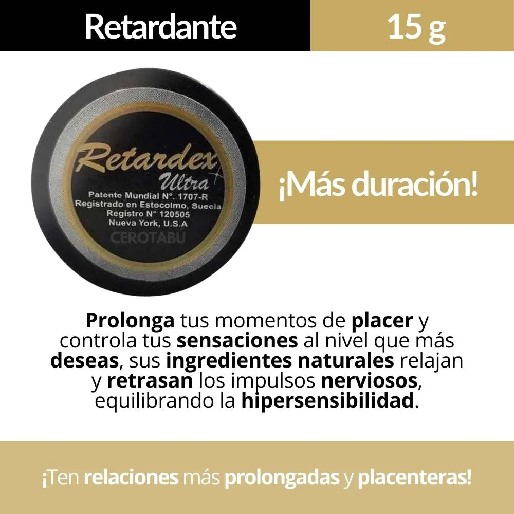 Lubricante Retardante Sexual Retardex Ultra  +Rendimiento +Cantidad 15g
