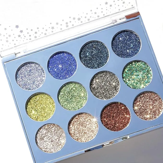 Paleta De Sombras Kara  Beauty Shades Glitter Color: Aura Night 12 Colores