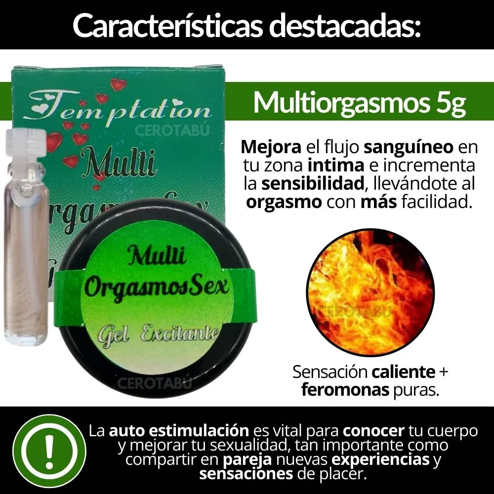 Lubricante Crema Multiorgasmos Sensación Caliente 5 g + Feromonas 