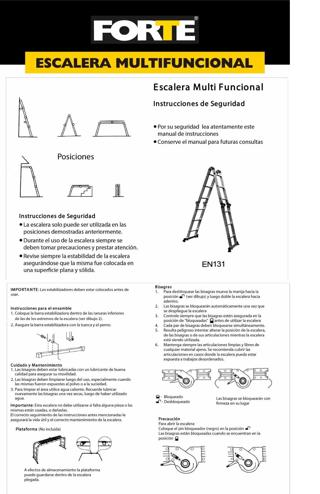 Escalera Multifuncional 12 Pasos Con 4 Cuerpos De 3 Pasos Cada Cuerpo Marca Forte