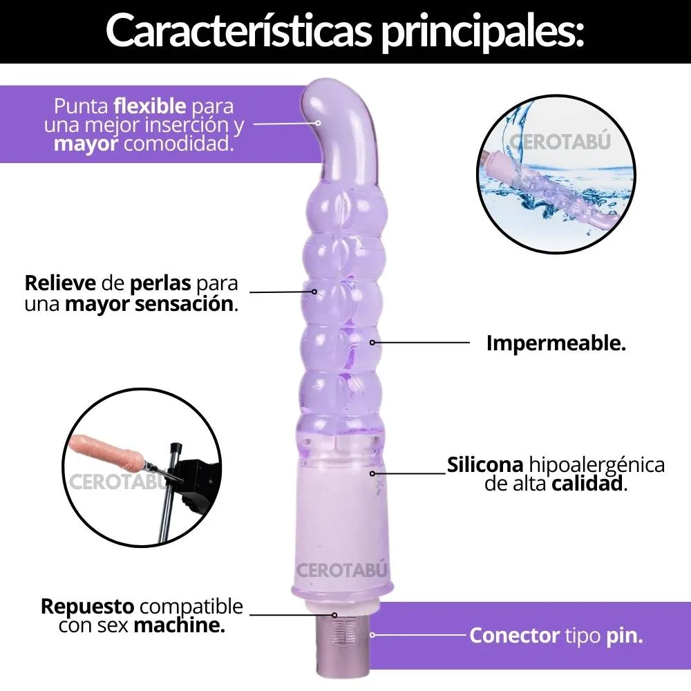 Dildo Con Relieve De Perlas Repuesto Sex Machine Juguete Sexual 