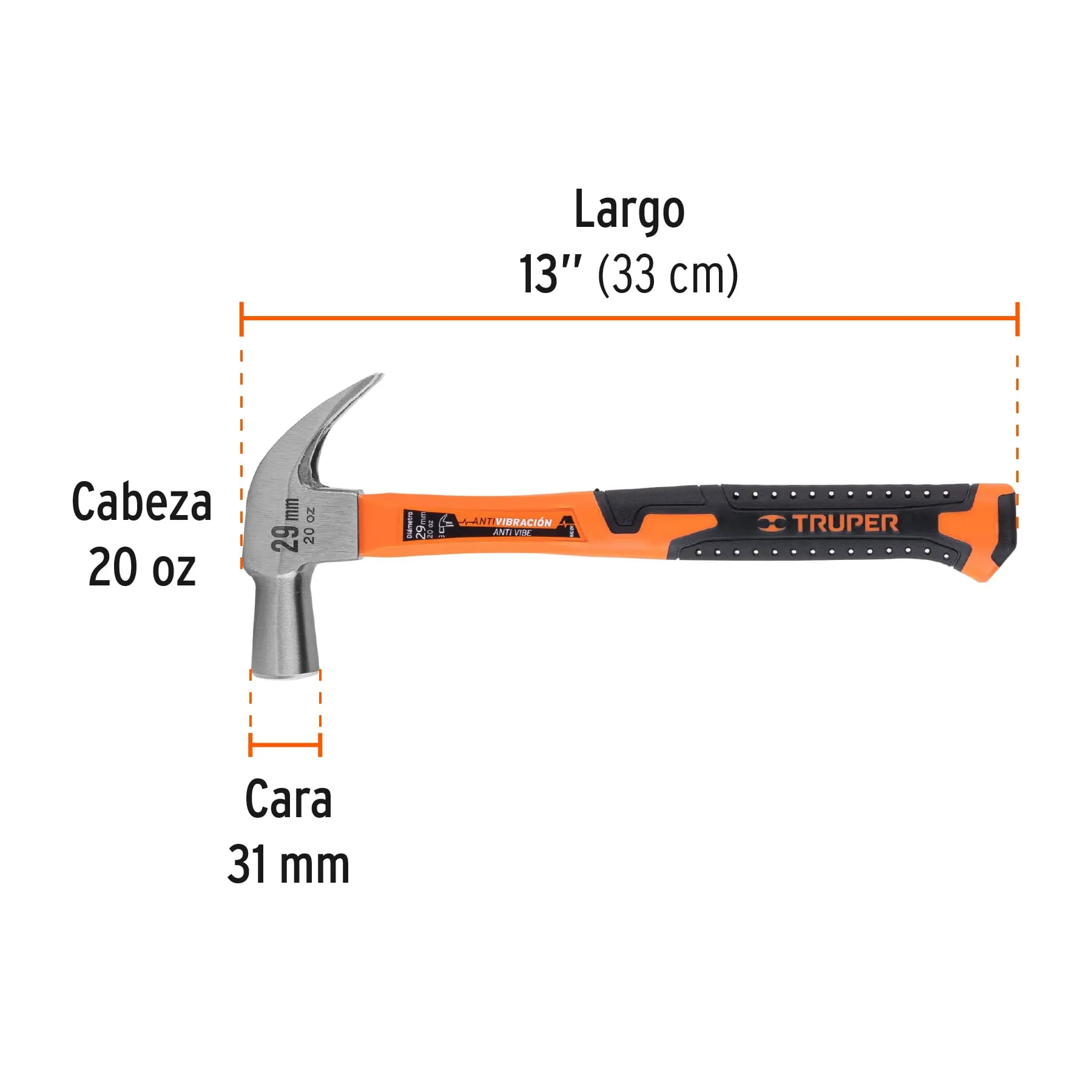 Martillo Cabeza Cónica 29 mm Marca Truper