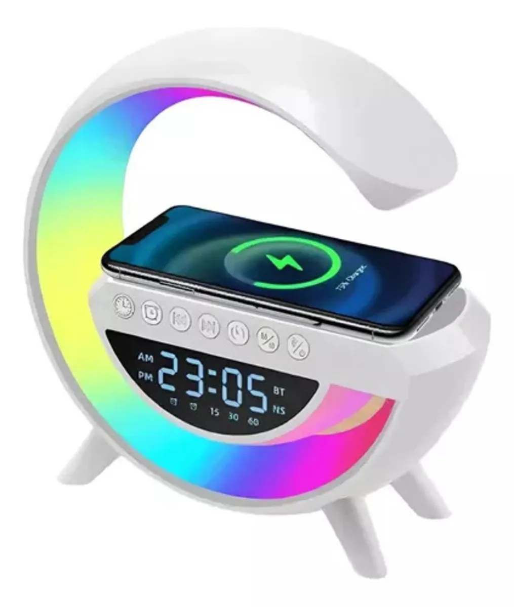 Parlante Bluetooth 3 En 1 Cargador Inalámbrico Lampara Reloj