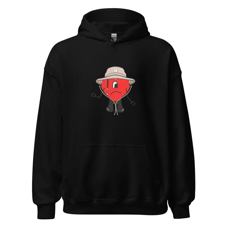 Buzo Hoodie Negro Con Capota Corazón Triste Undertop