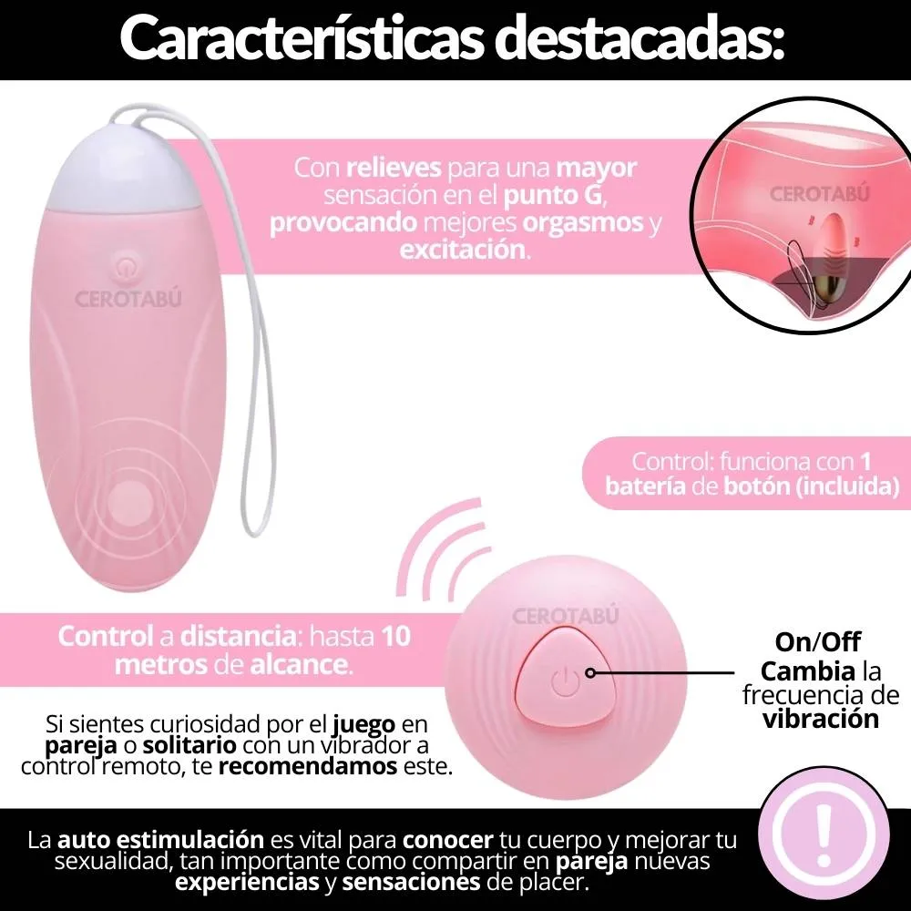 Huevo Vibrador Consolador A Control Con Textura Juguete Sexual