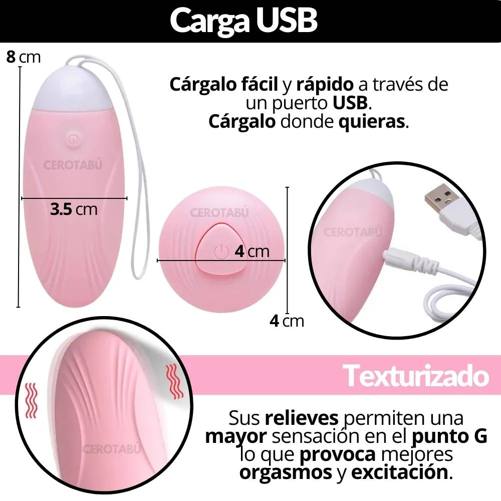 Huevo Vibrador Consolador A Control Con Textura Juguete Sexual