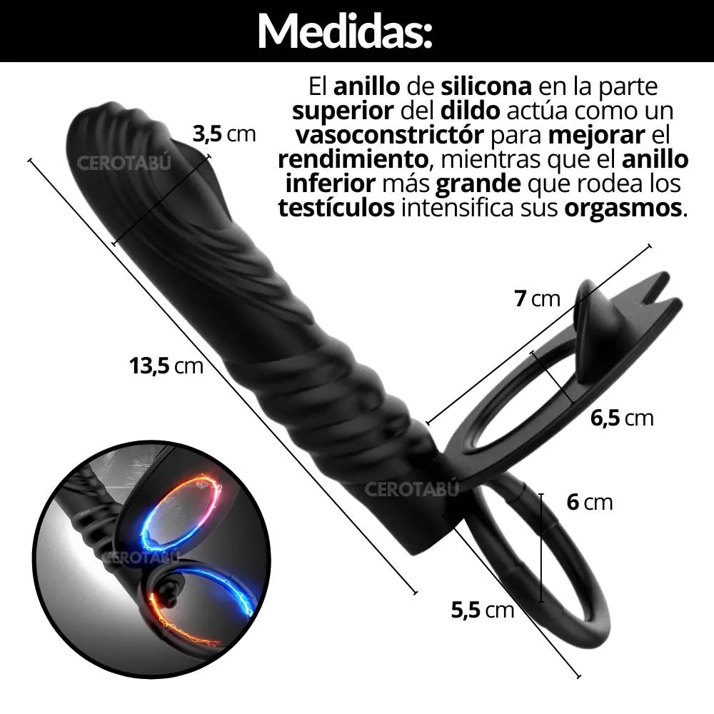 Dildo Anal Con Anillo Retardante Doble Penetración Silicona