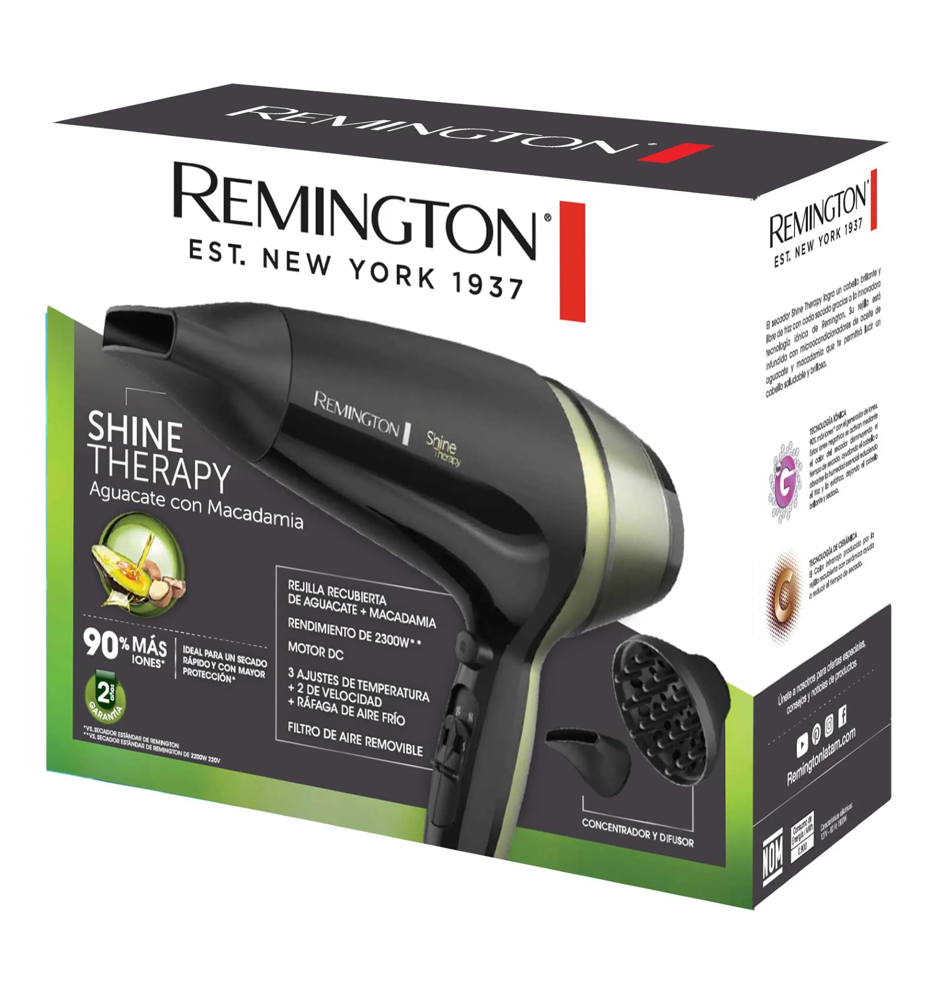 Secador Remington Shine Therapy Aguacate y Macadamia D13A