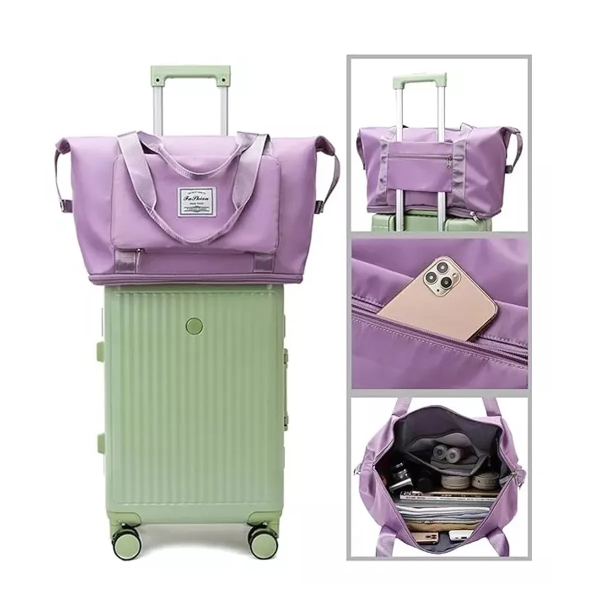 Bolsa De Viaje Plegable Expandible Morado 