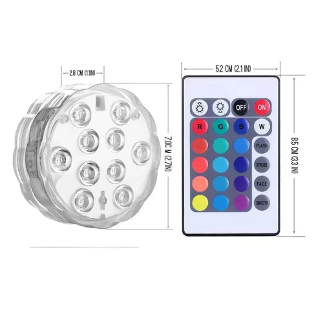 Lámpara Led Subacuática Impermeable Control Remoto