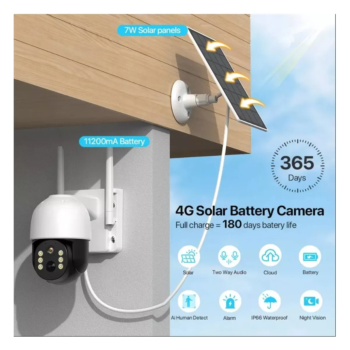 Cámara Ip Solar 4g App Icsee Compatible Con Alexa 