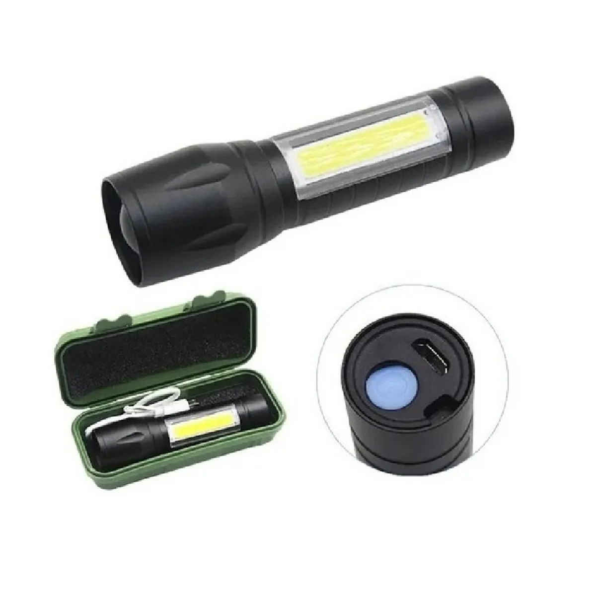 Linterna Tactica Led Recargable X Usb Zoom Aluminio 