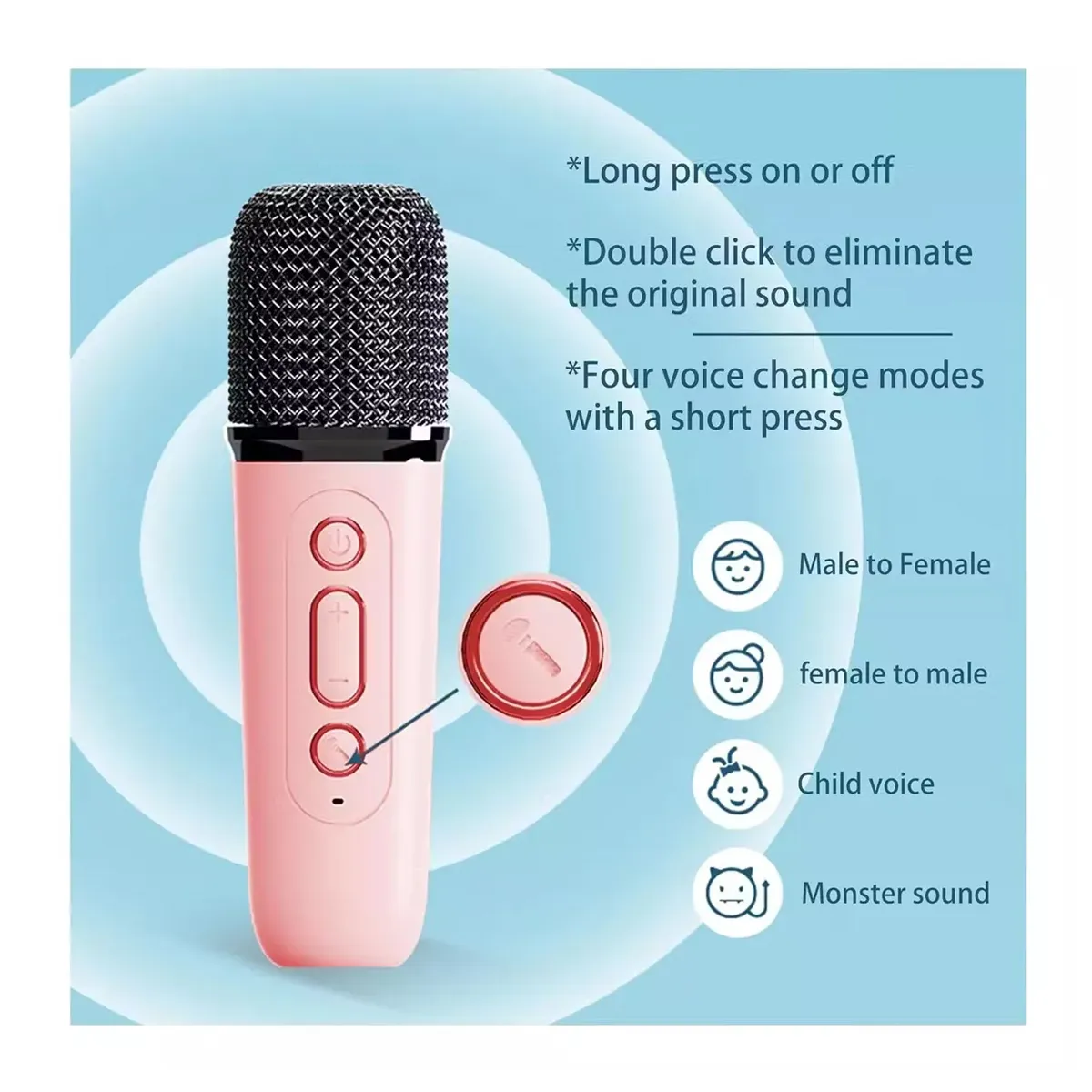 Mini Maquina De Karaoke Bluetooth Rosado 