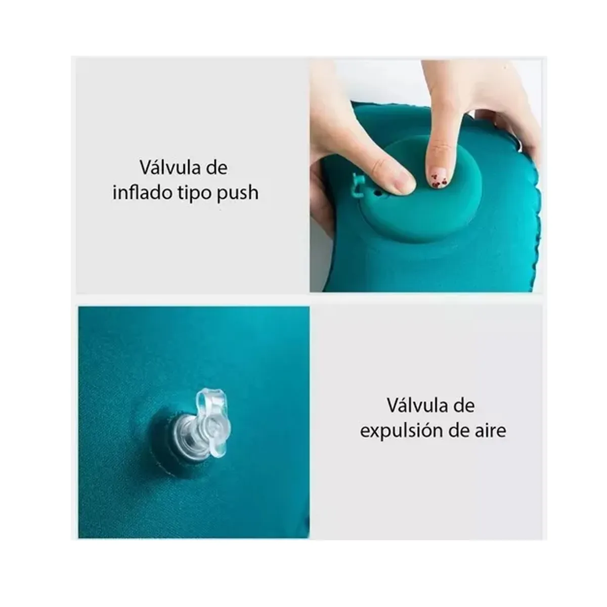 Almohada Inflable Verde Automatica Cuello Cervical + Kit Viajero