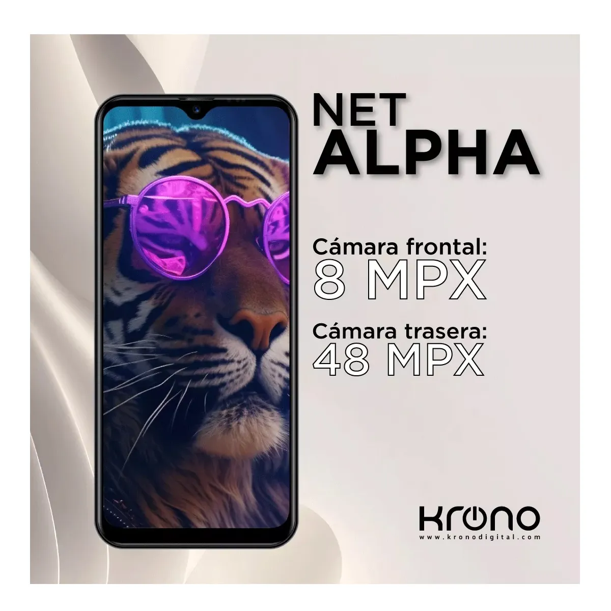 Celular Krono Net Alpha 8gb Ram/128gb Memoria 4g 48mpx Dual Gris 