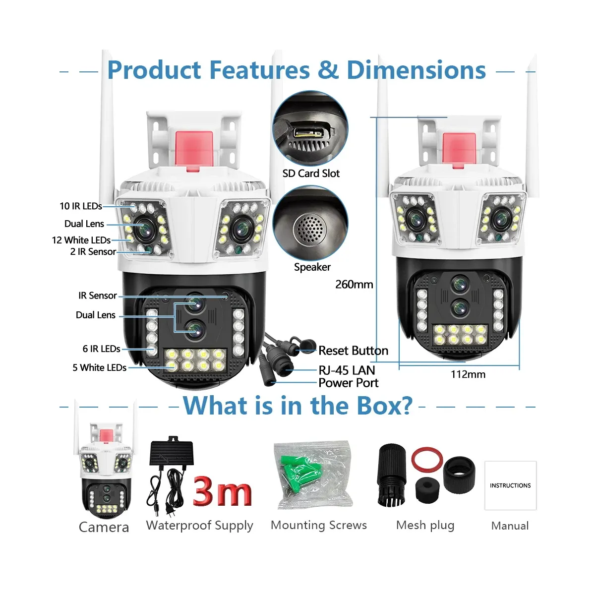 Cámara Ip Exterior Triple Lente App Ipc360 Home  