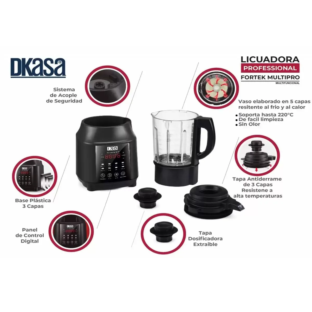 Licuadora Dkasa Fortek Multipropósito 1.75L 