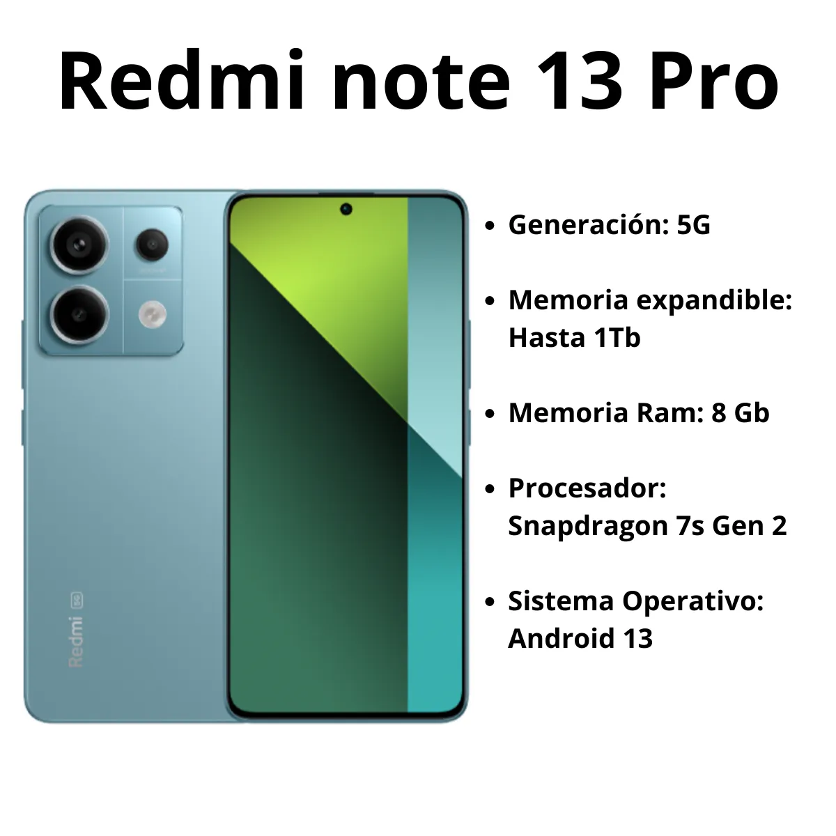 Celular Xiaomi Redmi Note 13 Pro Azul 5G 256 Gb 8 Ram / 200 MP