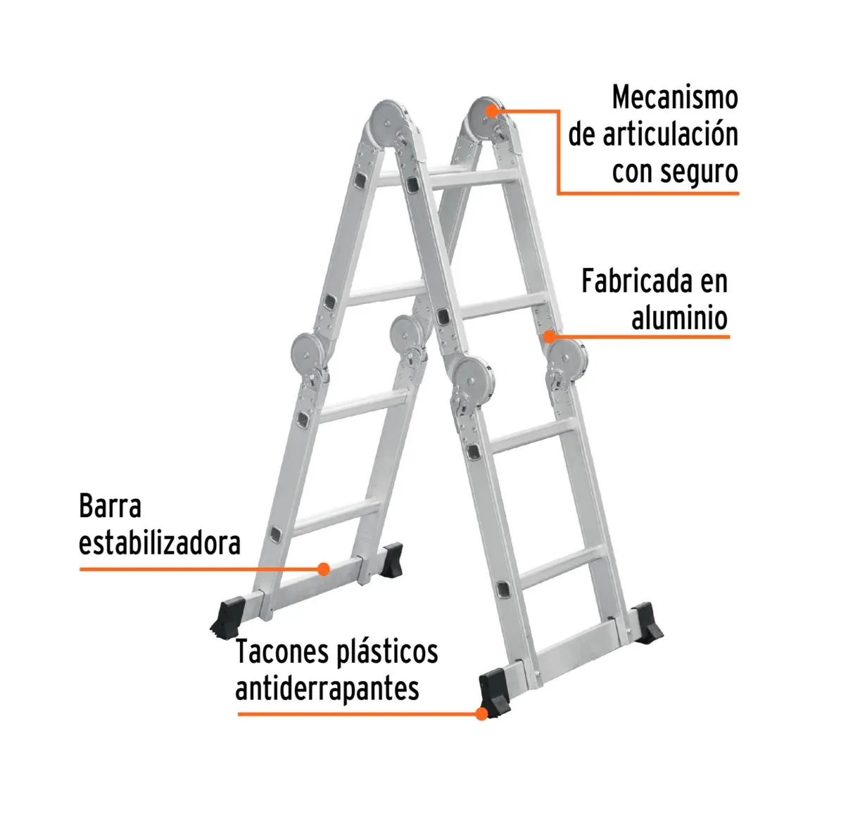 Escalera Multiposicion 8 Peldaños 200Kg Tipo 1 Truper 