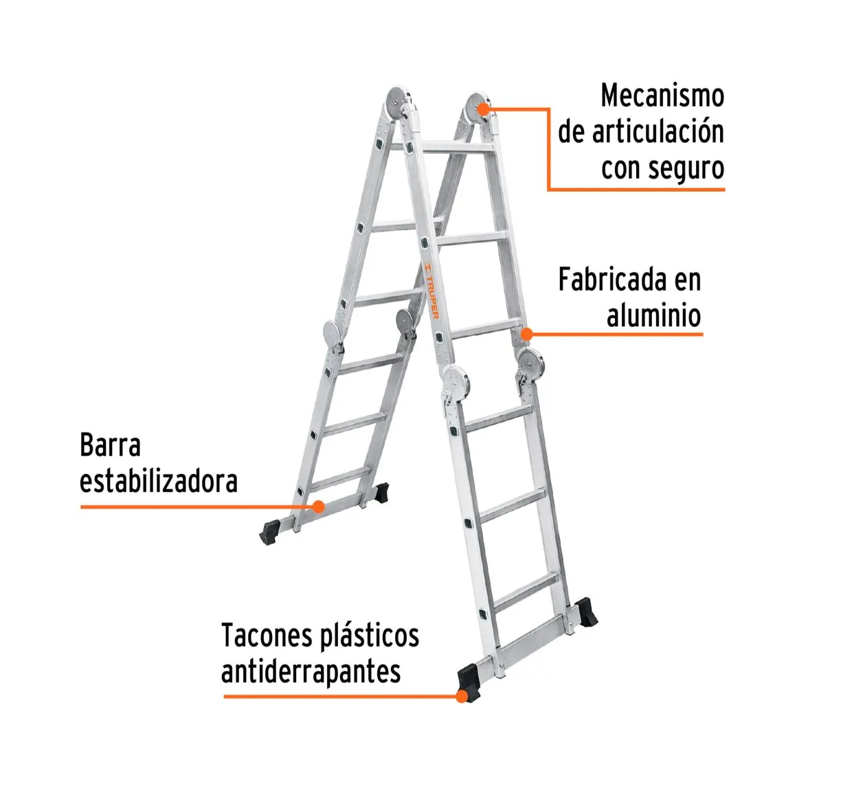 Escalera Multiposicion 12 Peldaños 200Kg Tipo 1 Truper 