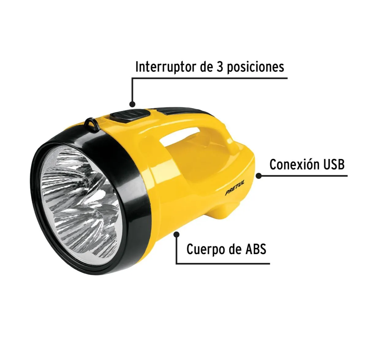 Linterna Led Recargable Alta Potencia  Alcance 170 Mts Pretul