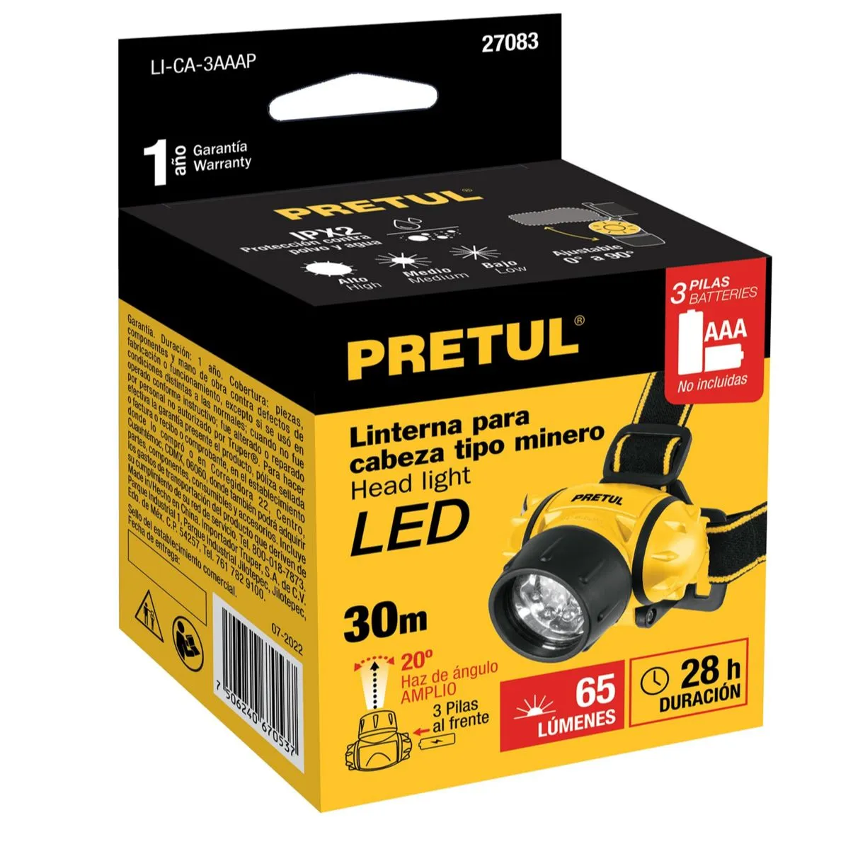 Linterna Para Cabeza Led 65 Lumenes Truper