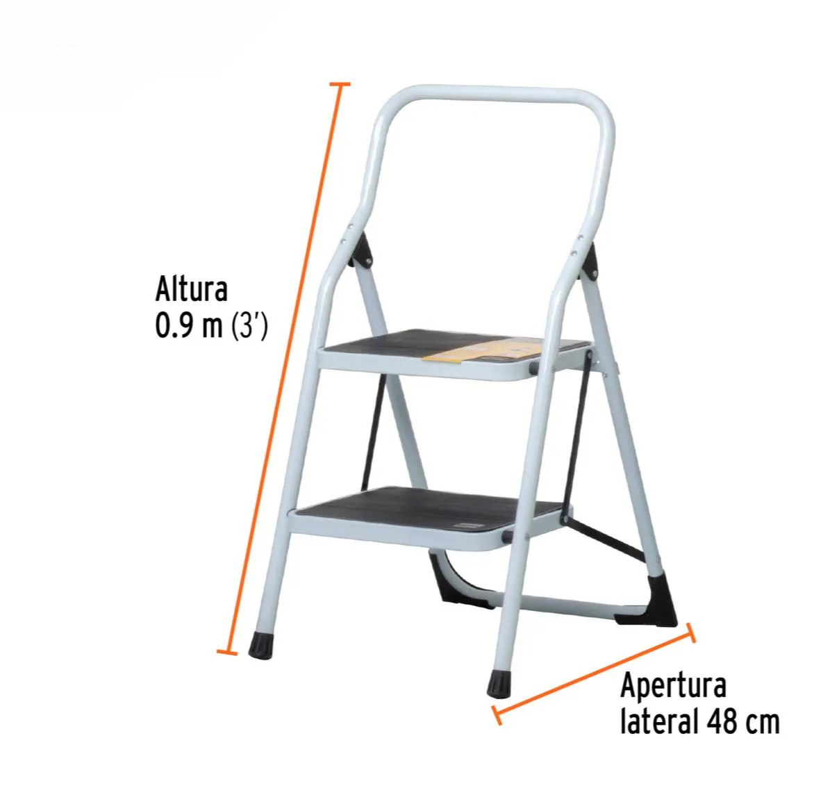 Escalera Plegable 2 Paso En Acero Capacidad 150 Kg Pretul