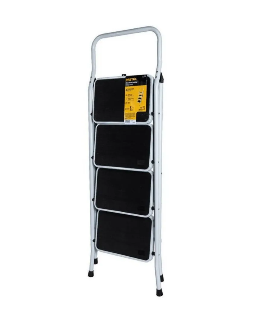 Escalera Plegable 4 Paso En Acero Capacidad 150 Kg Pretul