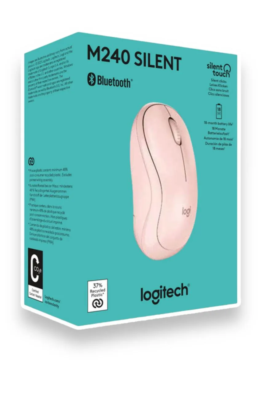 Mouse Logitech M240 Tecnología Bluetooth Rosa Touch Silencioso