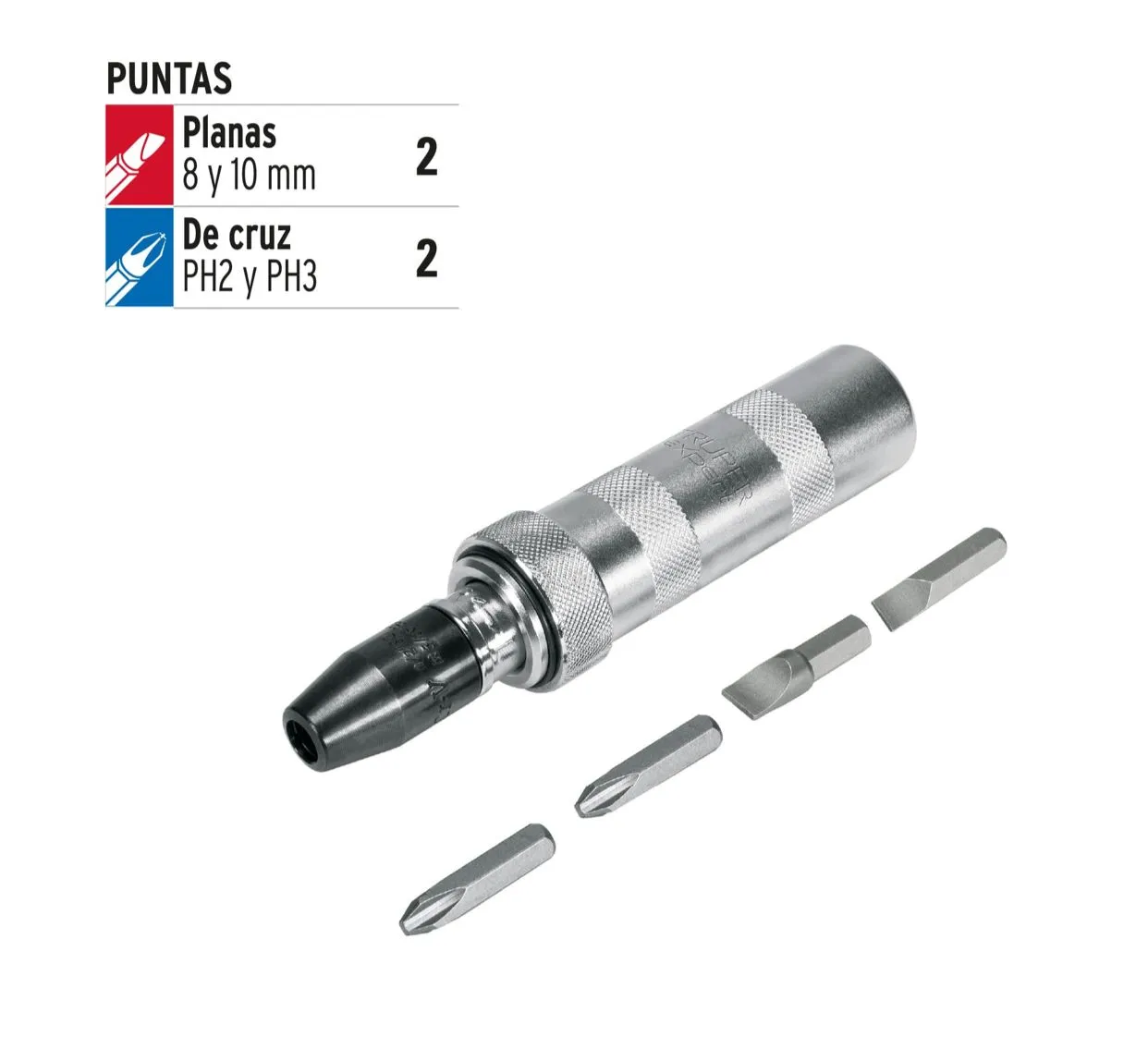 Destornillador De Impacto Con 4 Puntas De Acero S2 3/8" Truper Expert