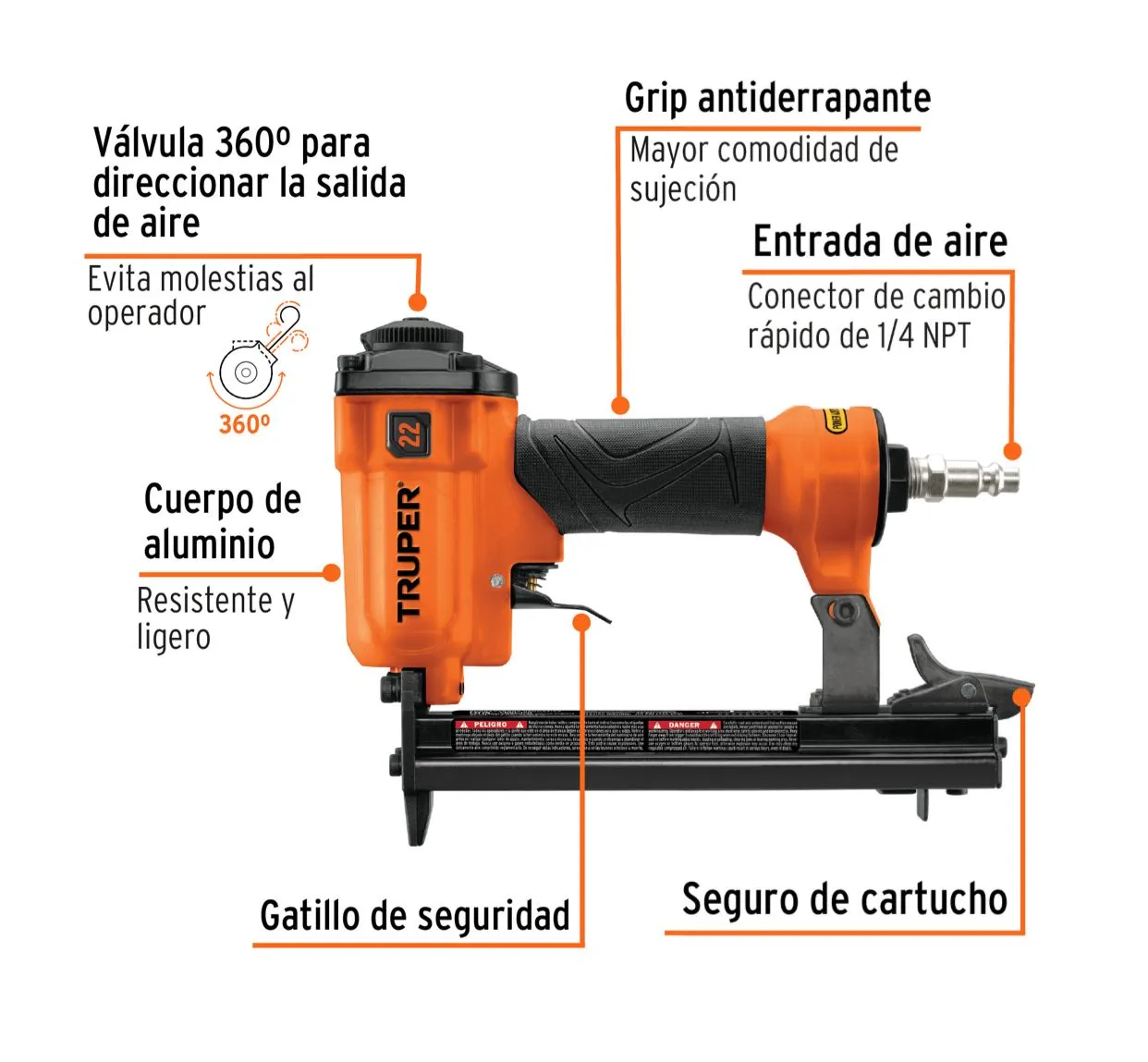 Engrapadora Neumática Calibre 22 Corona 3/8 Truper