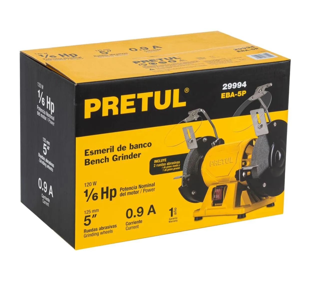 Esmeril De Mesa De 5" De 1/6 HP 120 W Pretul