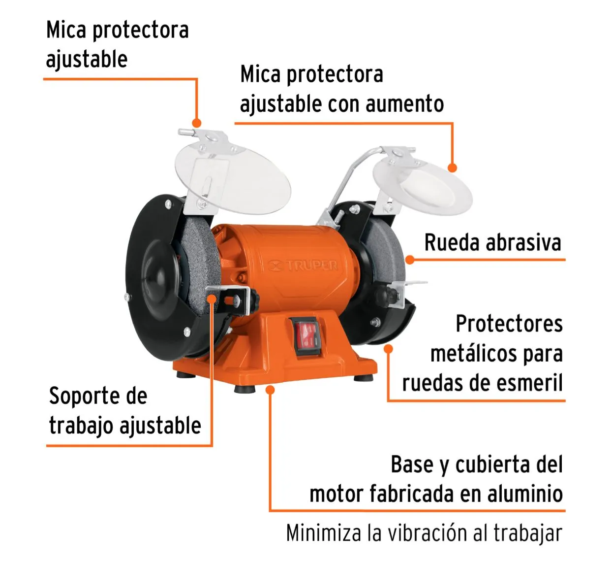 Esmeril De Mesa De 5" De 1/4 HP 185 W Truper