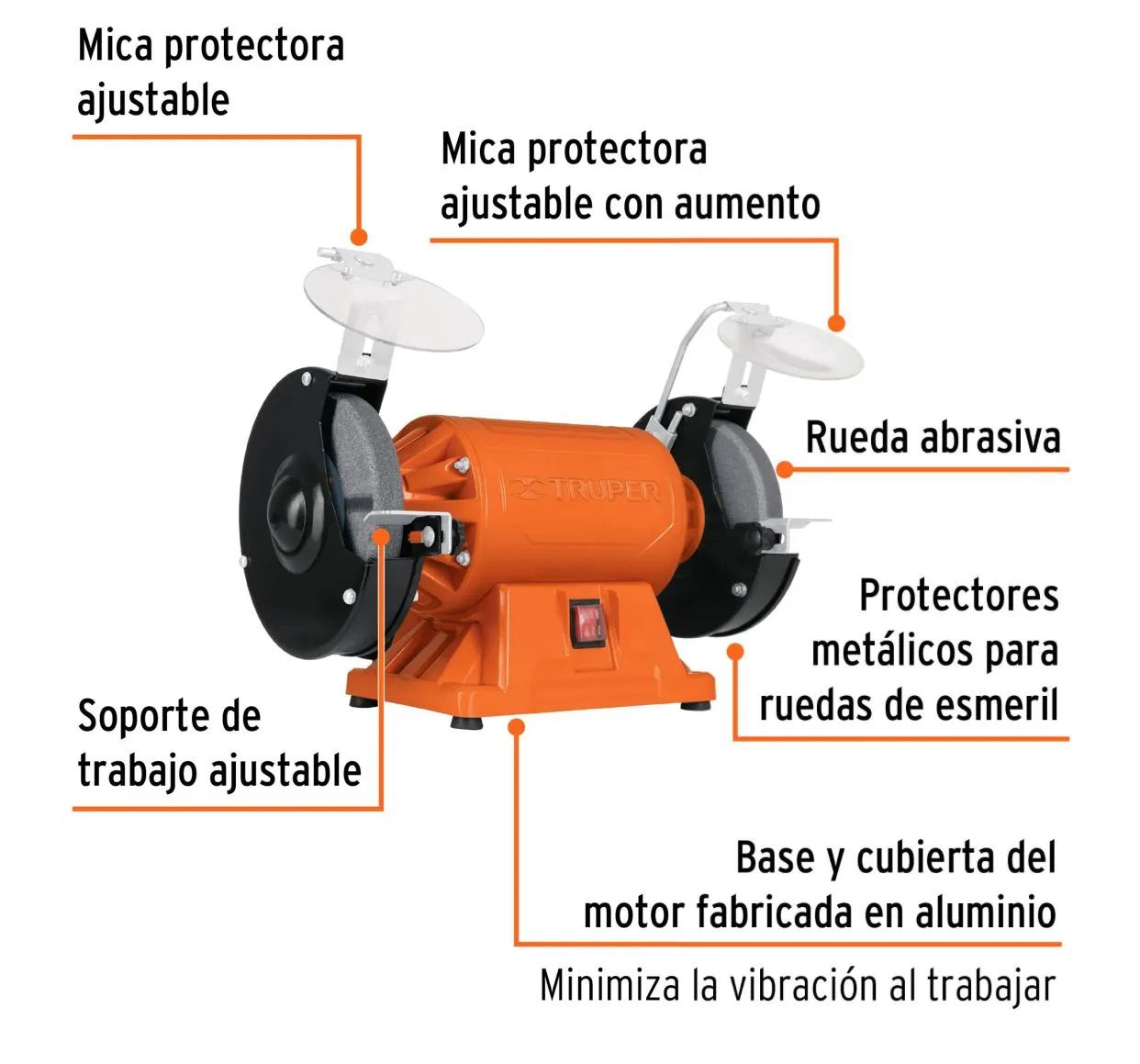 Esmeril De Mesa De 8" De 3/4 HP 560 W Truper