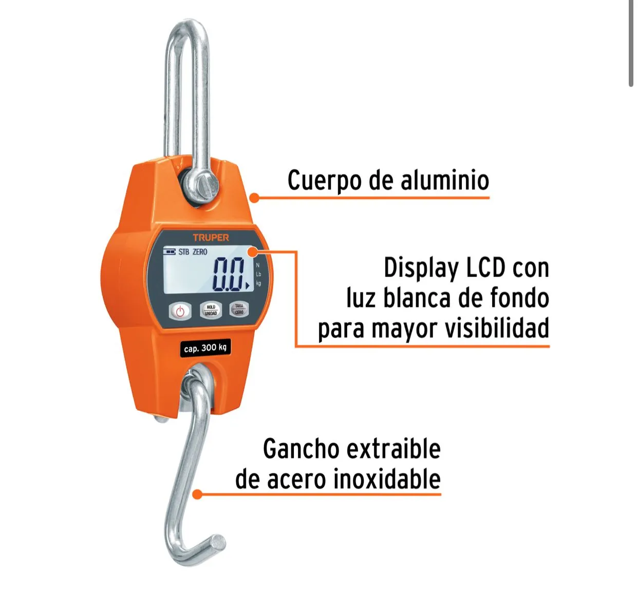 Báscula Electrónica Colgante De 300 kg Truper