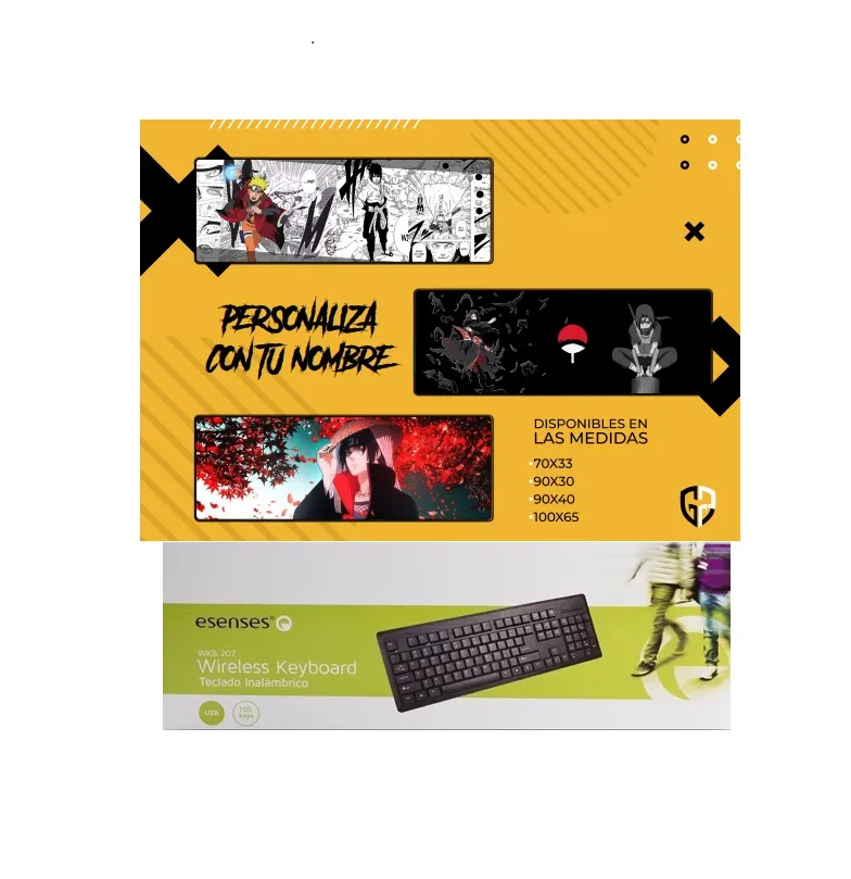 Teclado Inalámbrico Esenses Wkb 207 + Ultra Pad Mouse Naruto 100cmx65cm 