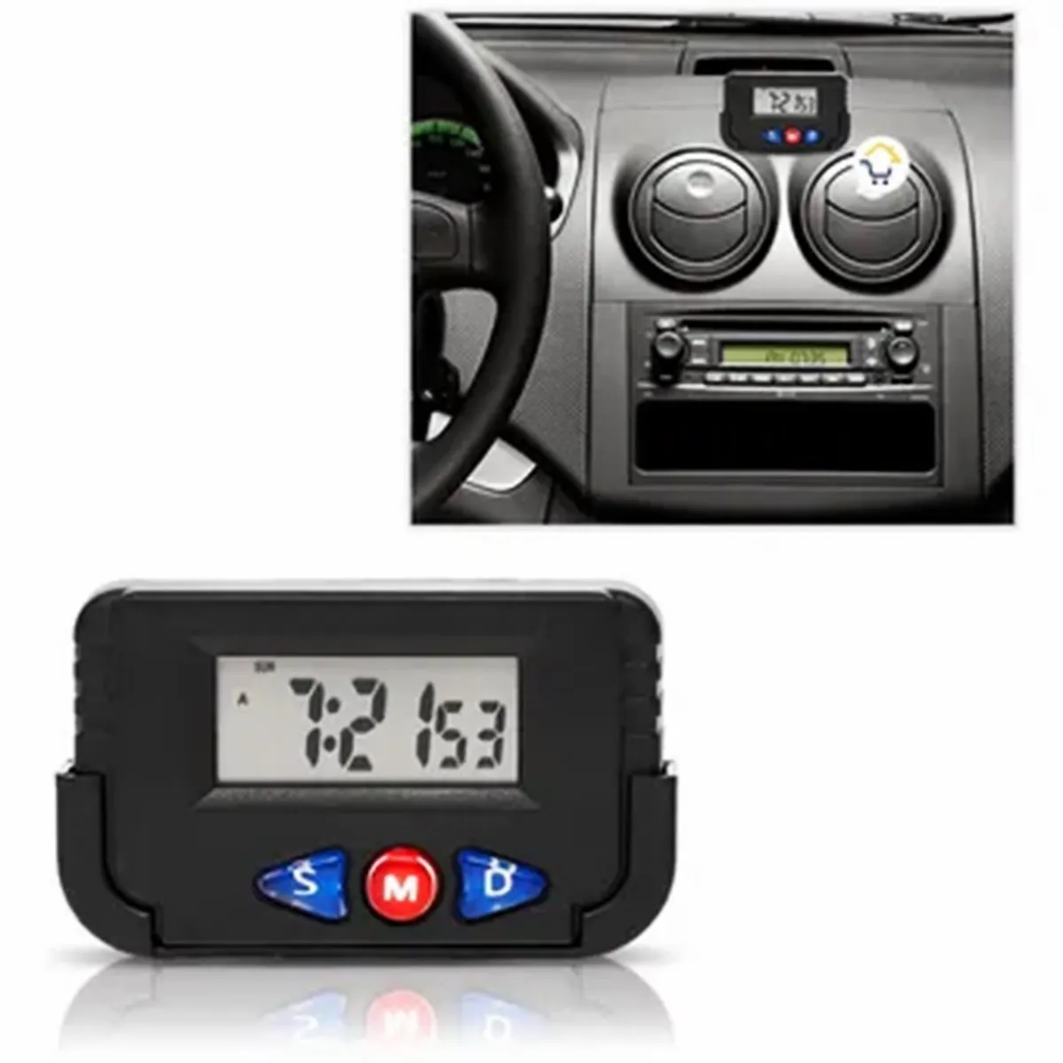 Reloj Digital Portátil Para Auto Con Pantalla LCD