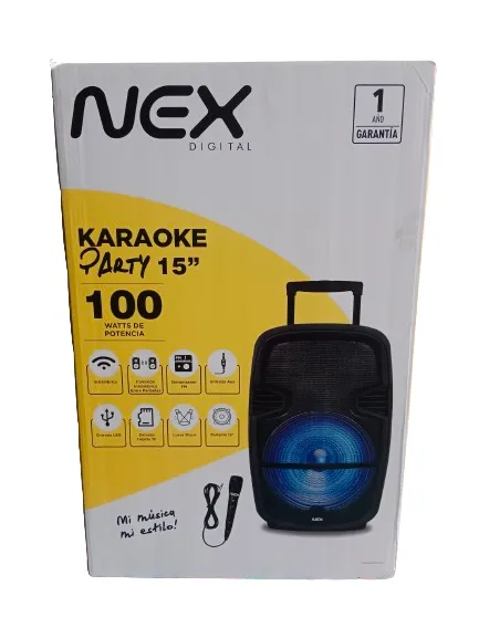 Parlante NEX 15” 100 Watts Recargable + Micrófono