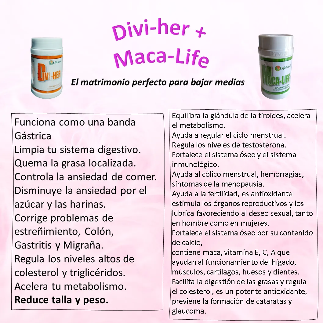 Divi-her + Maca-Life + Gel De Café El Trio Perfecto Para Reducir Peso Y Tonificar