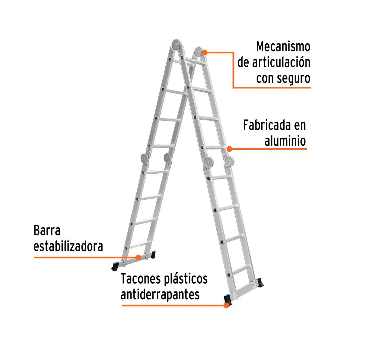 Escalera Multiposicion 16 Peldaños 200Kg Tipo 1 Truper 