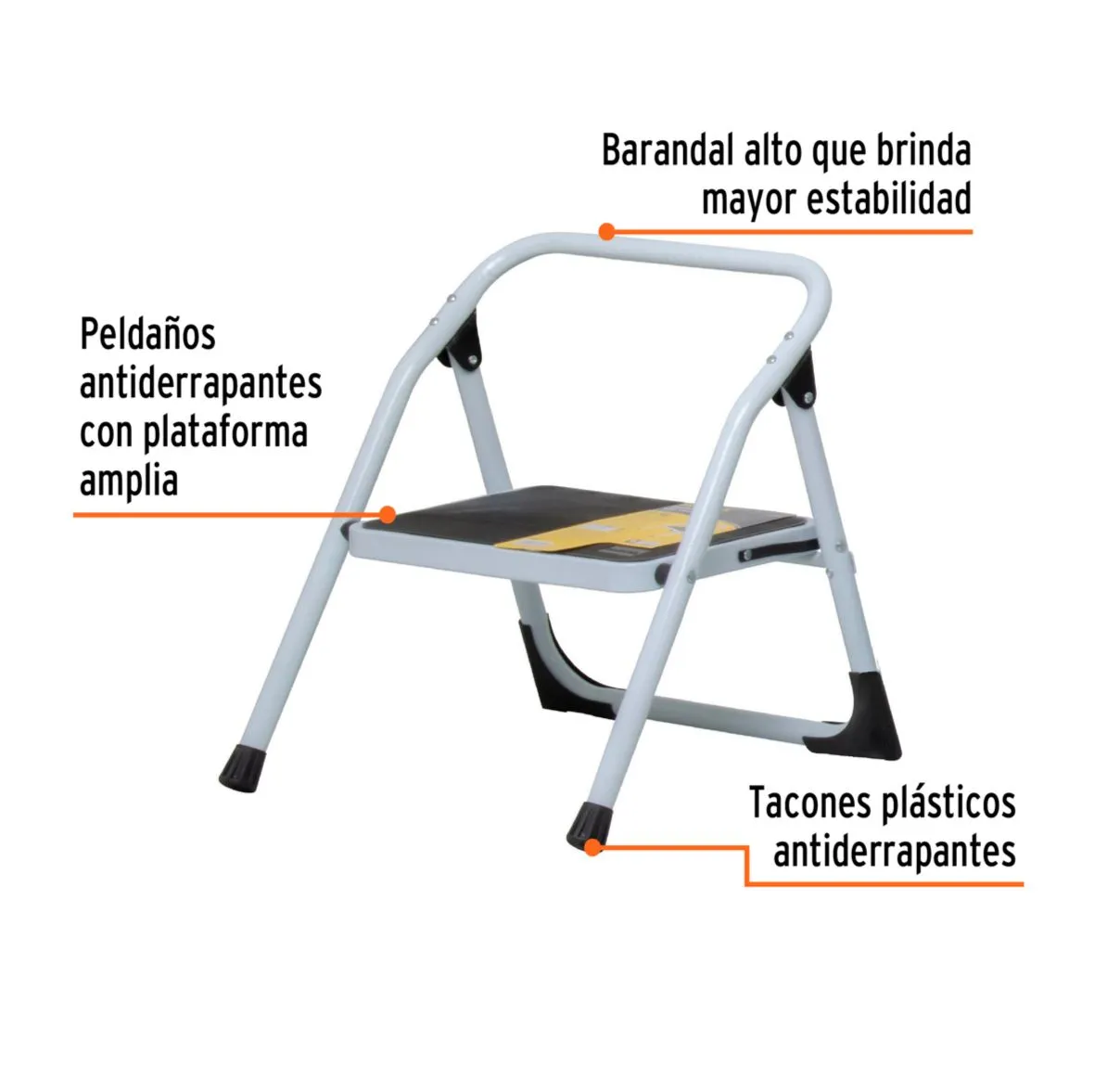 Escalera Plegable 1 Paso En Acero Capacidad 150 Kg Pretul