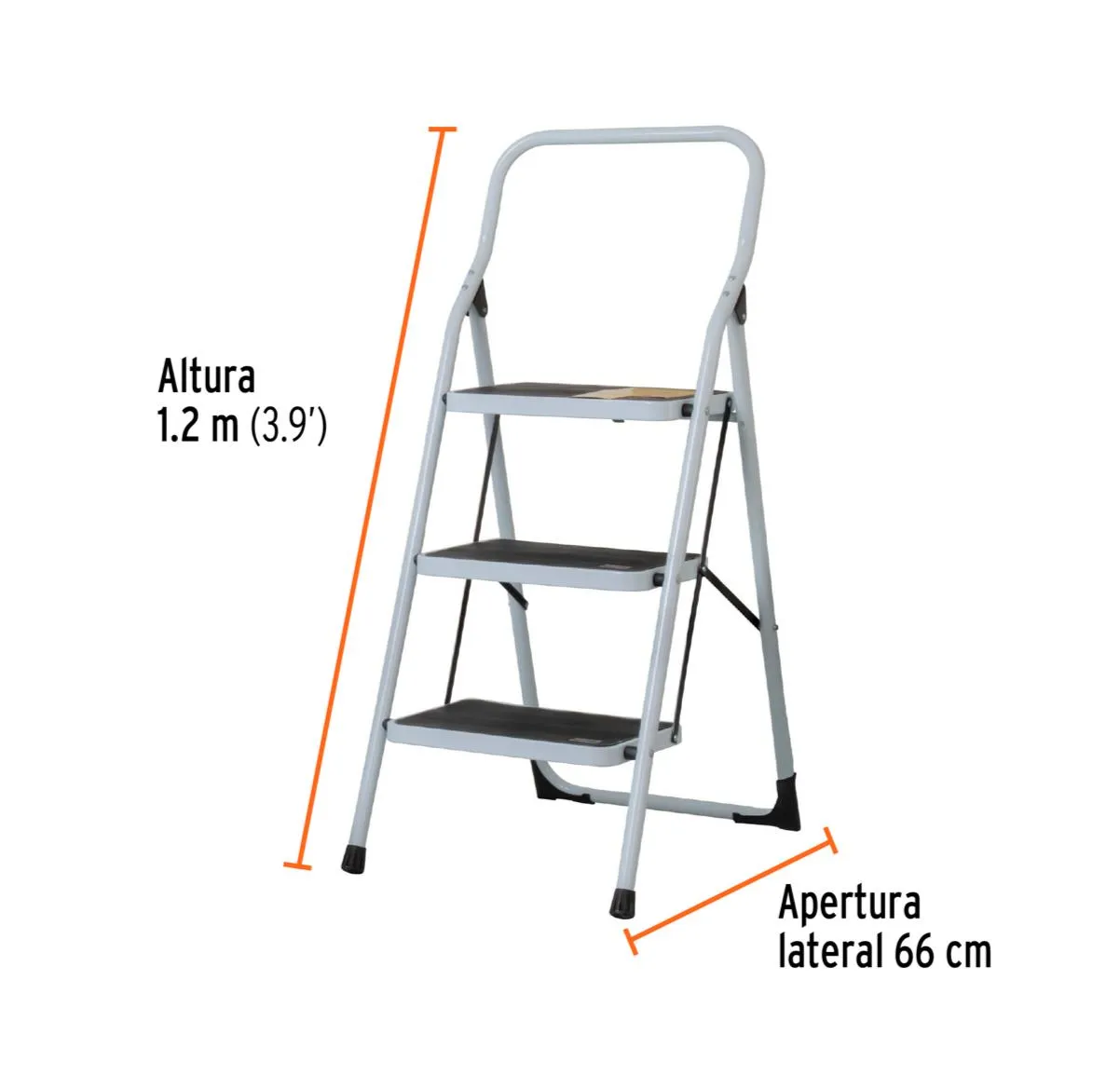 Escalera Plegable 3 Paso En Acero Capacidad 150 Kg Pretul