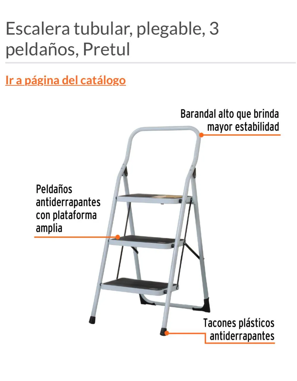 Escalera Plegable 3 Paso En Acero Capacidad 150 Kg Pretul