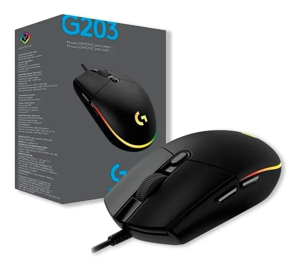 Mouse Gamer Logitech G Series G203 Negro