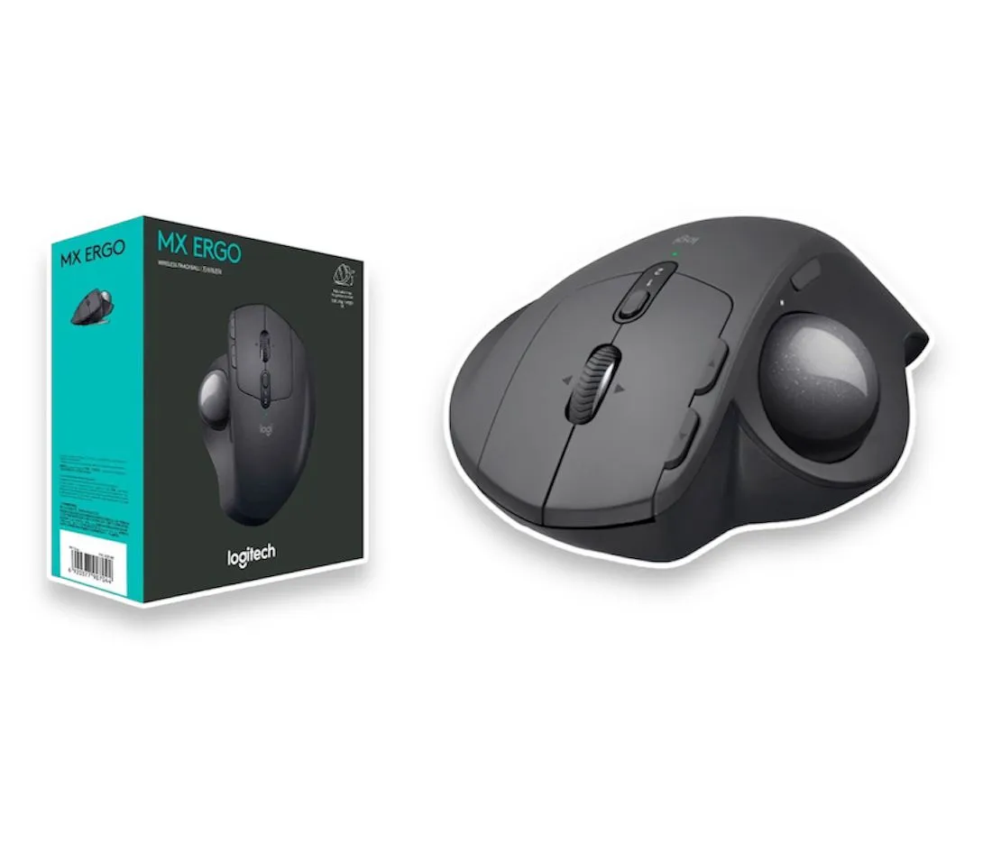 Mouse Gamer Trackball Ergo MX Logitech Inalámbrico Recargable Negro